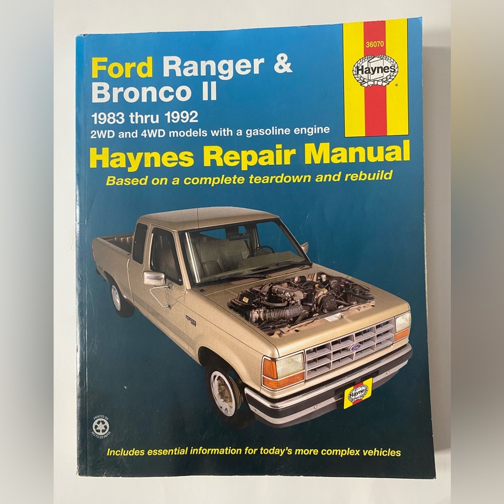 Haynes Ford Ranger & Bronco II 1983 to 1992 2WD 4WD Repair Manual